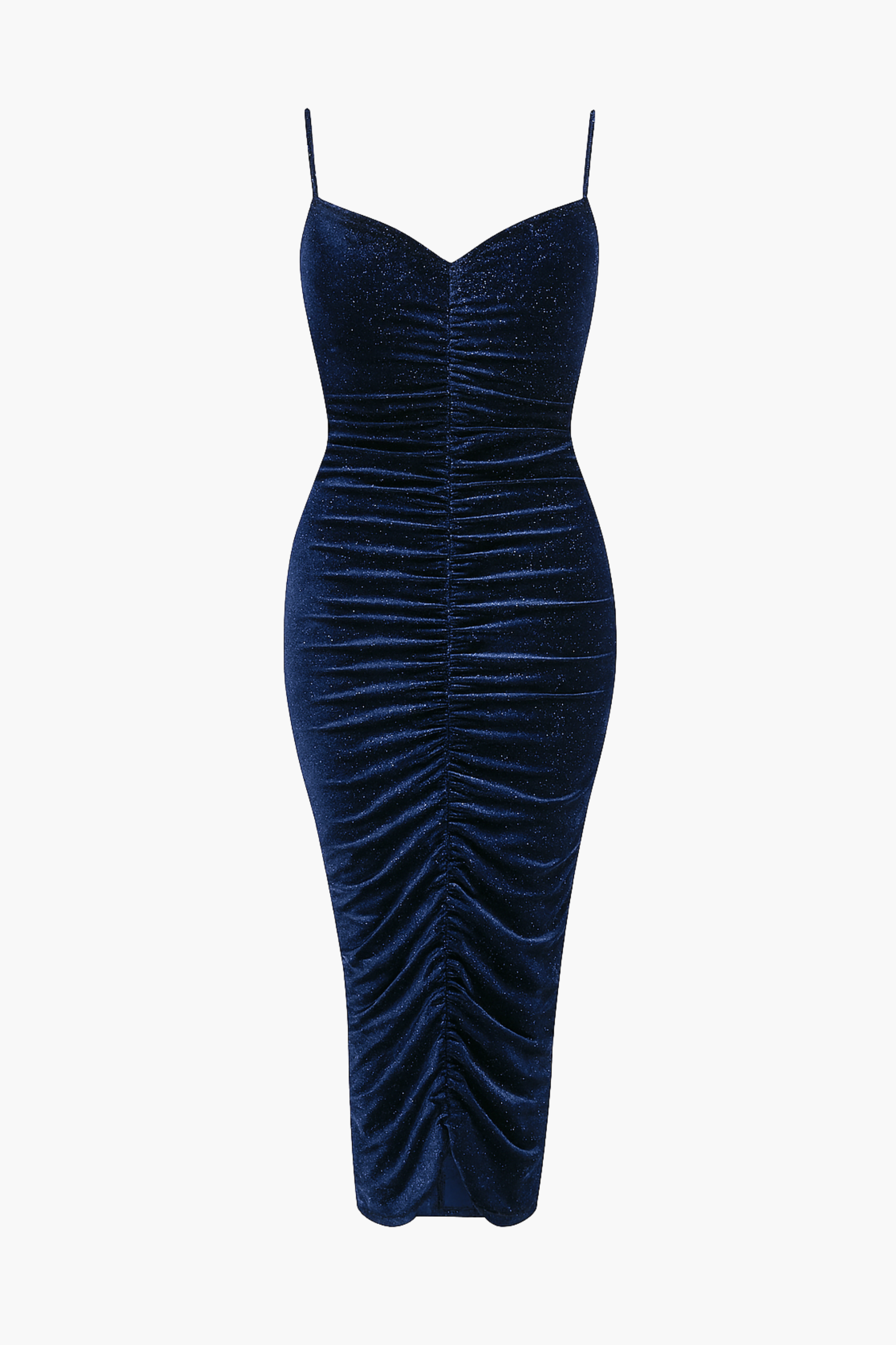 Starlett Ruched Velvet Shimmer Midi Dress