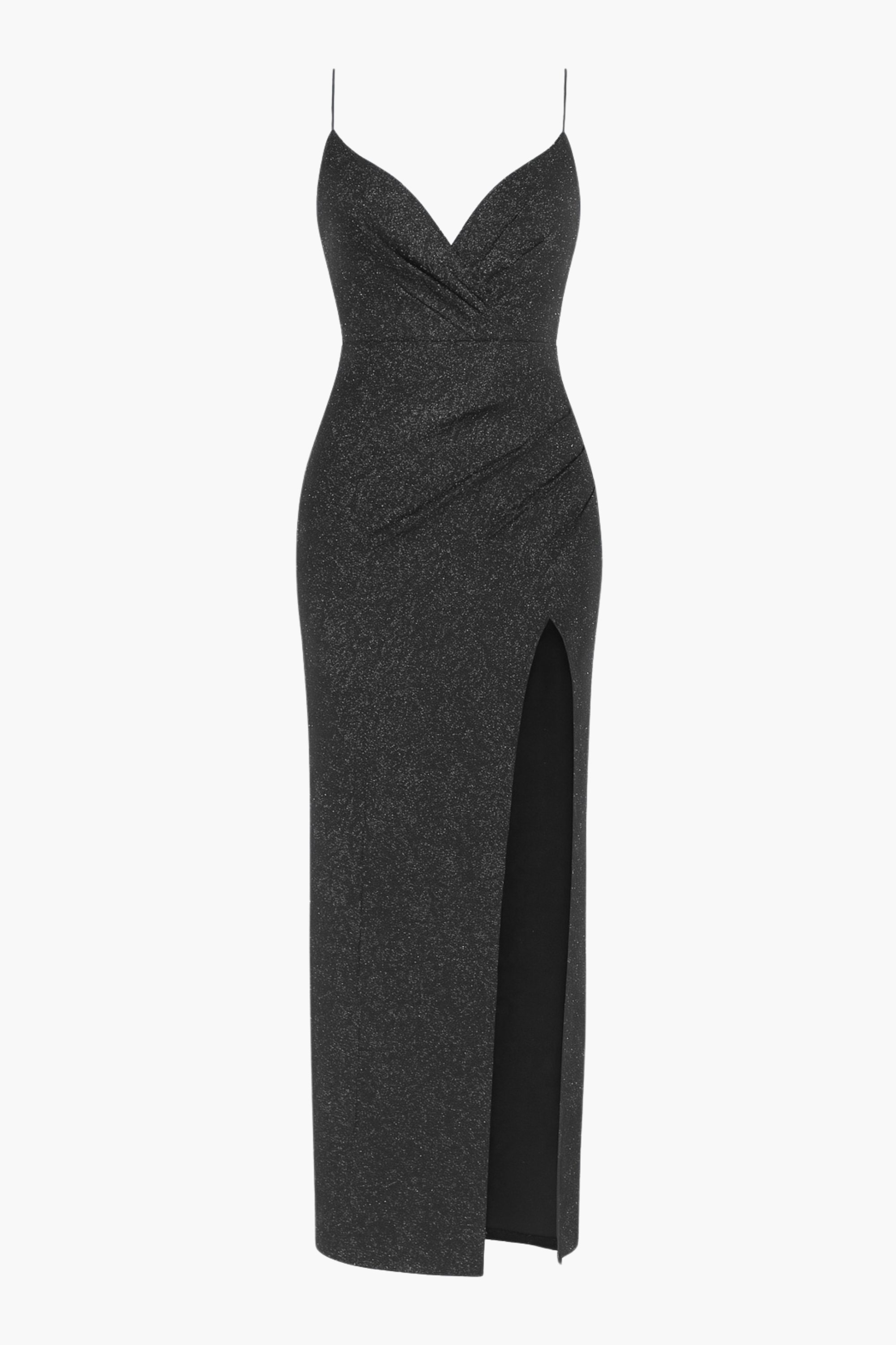 Bianca Side Ruched Shimmer Maxi Dress