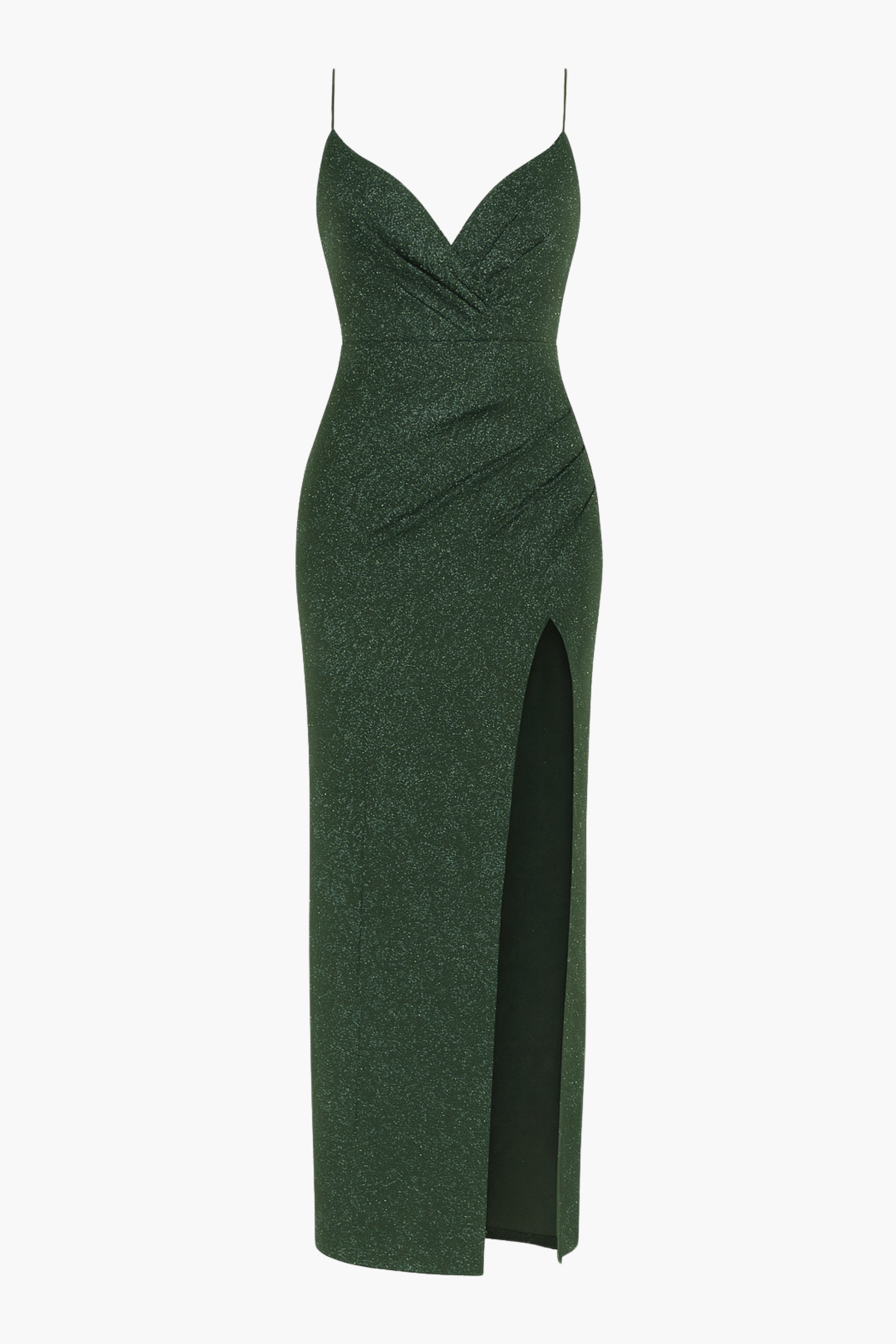 Bianca Side Ruched Shimmer Maxi Dress