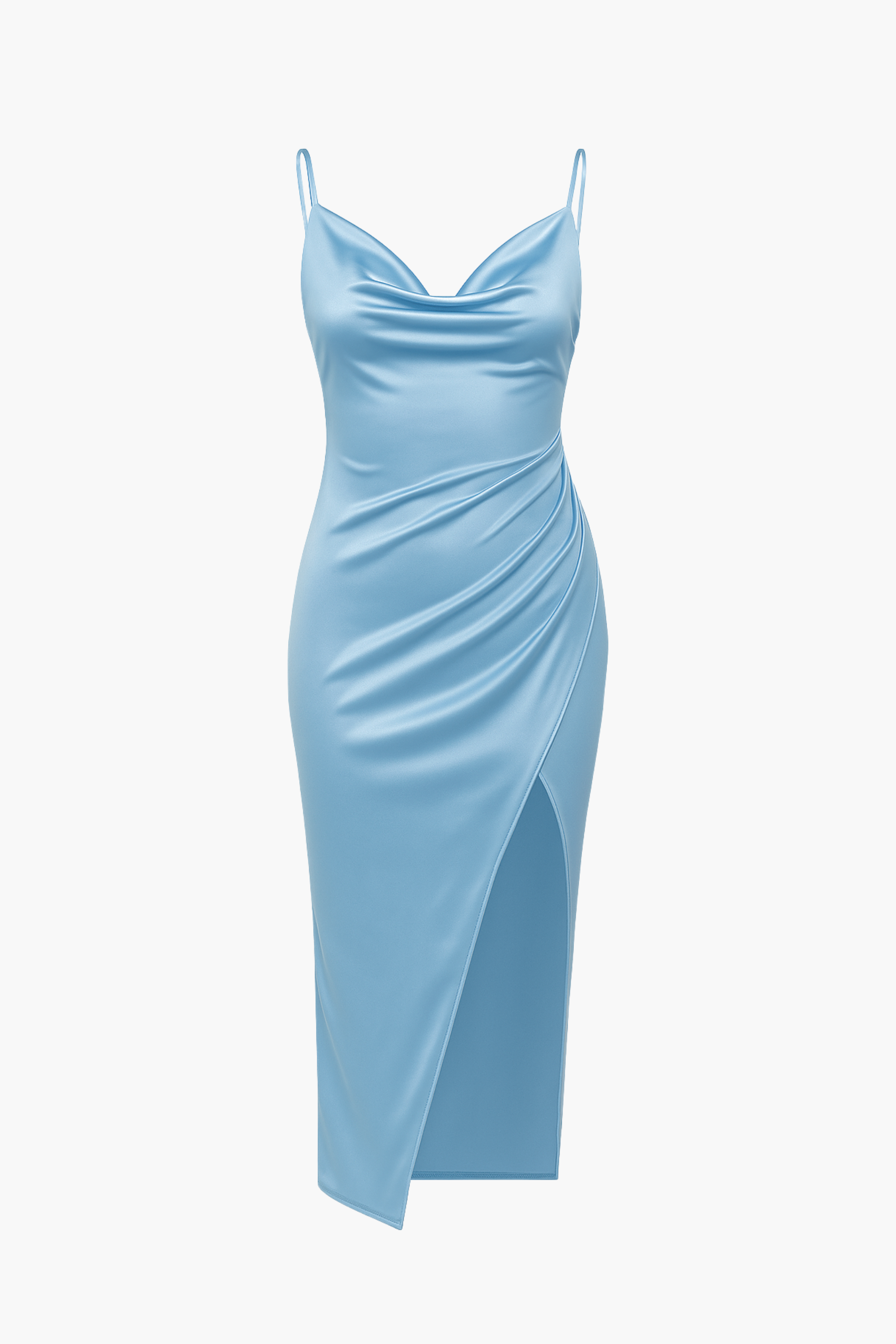 Amaya Side Slit Satin Midi Dress