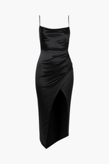 Hyla Drape Neck Satin Bodycon Mini Dress