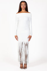 Aurelia Knit Fringe Midi Dress
