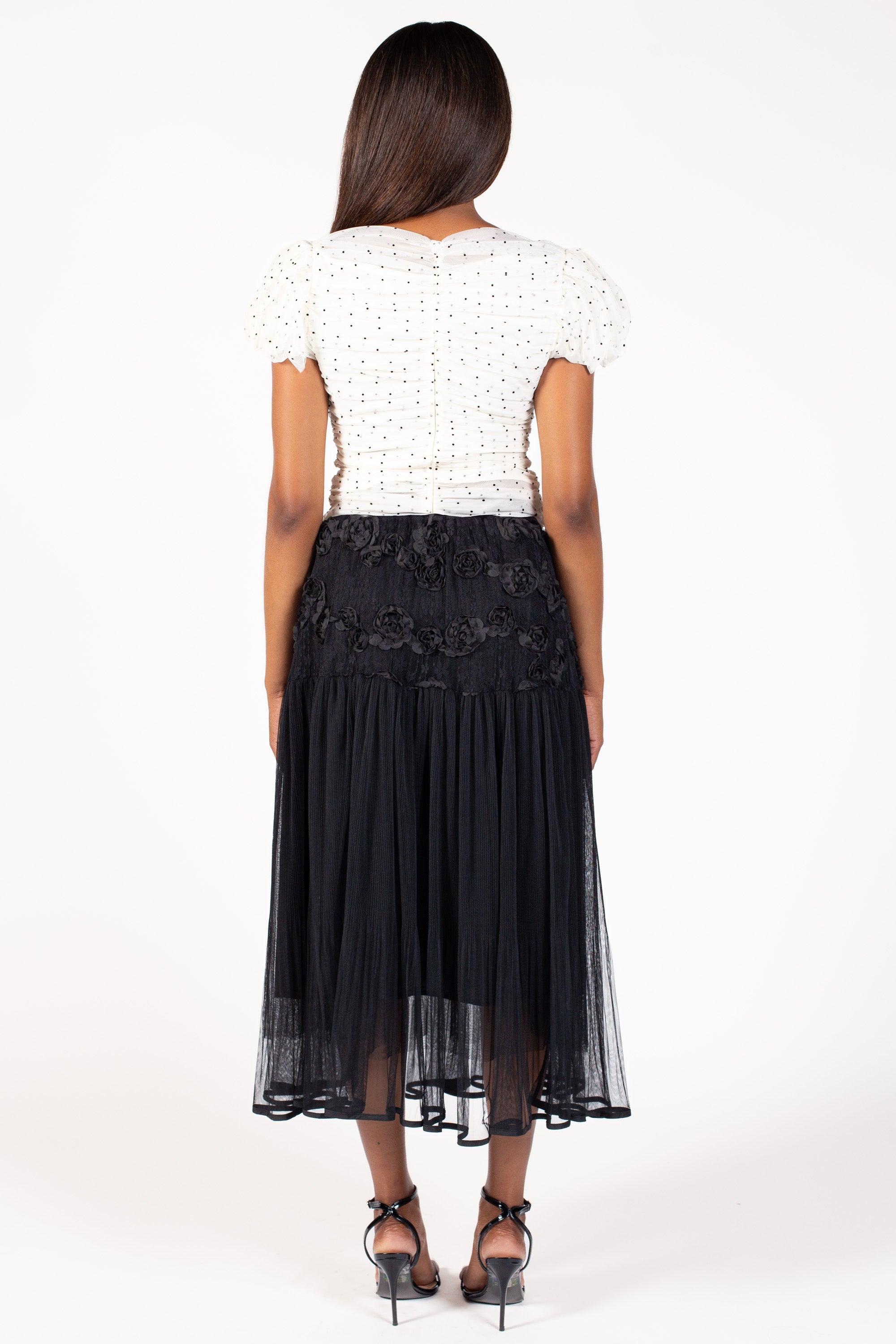 Arlo Floral Embellished Tulle Midi Skirt