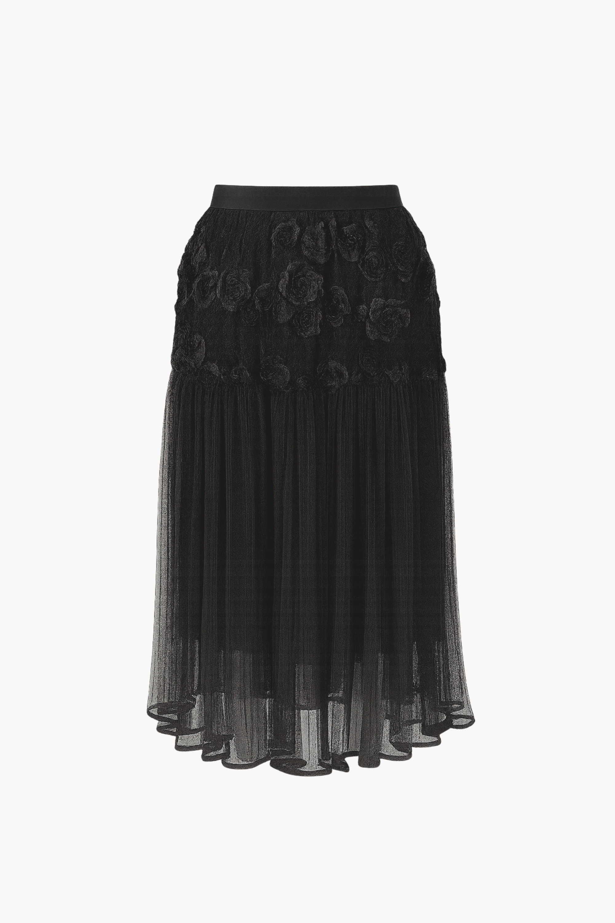Arlo Floral Embellished Tulle Midi Skirt