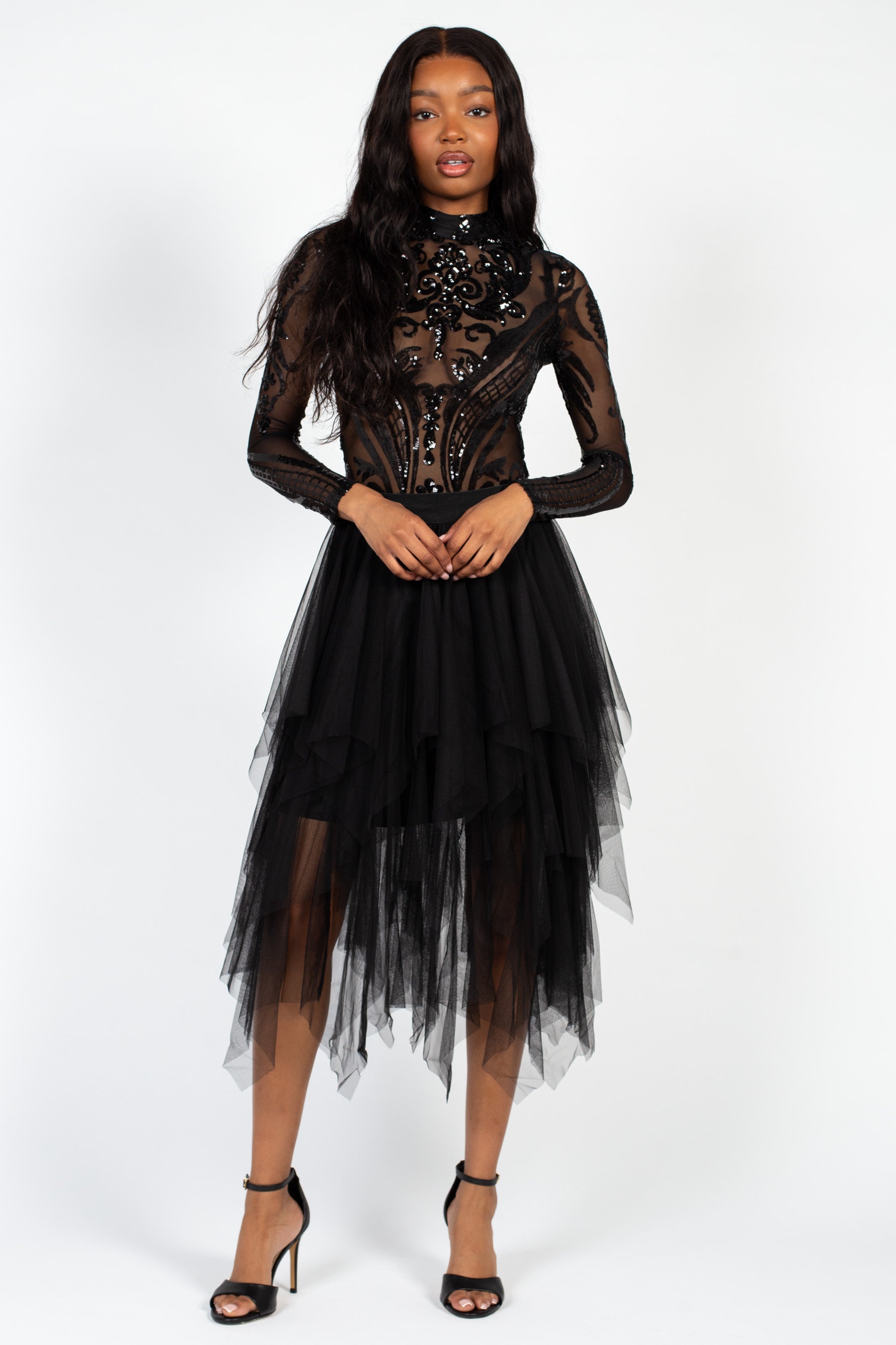 Starstruck Embellished Sequin Mesh Bodysuit