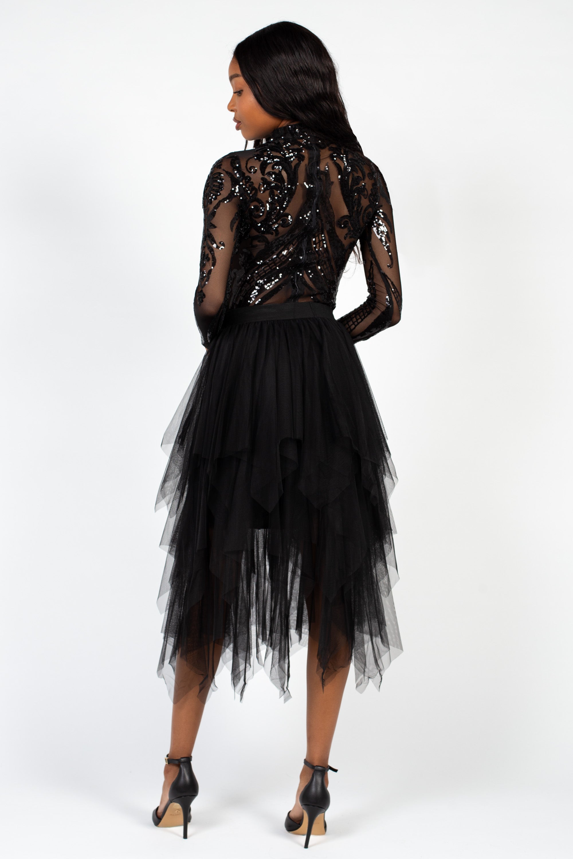 Starstruck Embellished Sequin Mesh Bodysuit