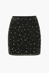 Star Pearl Rhinestone Mini Skirt