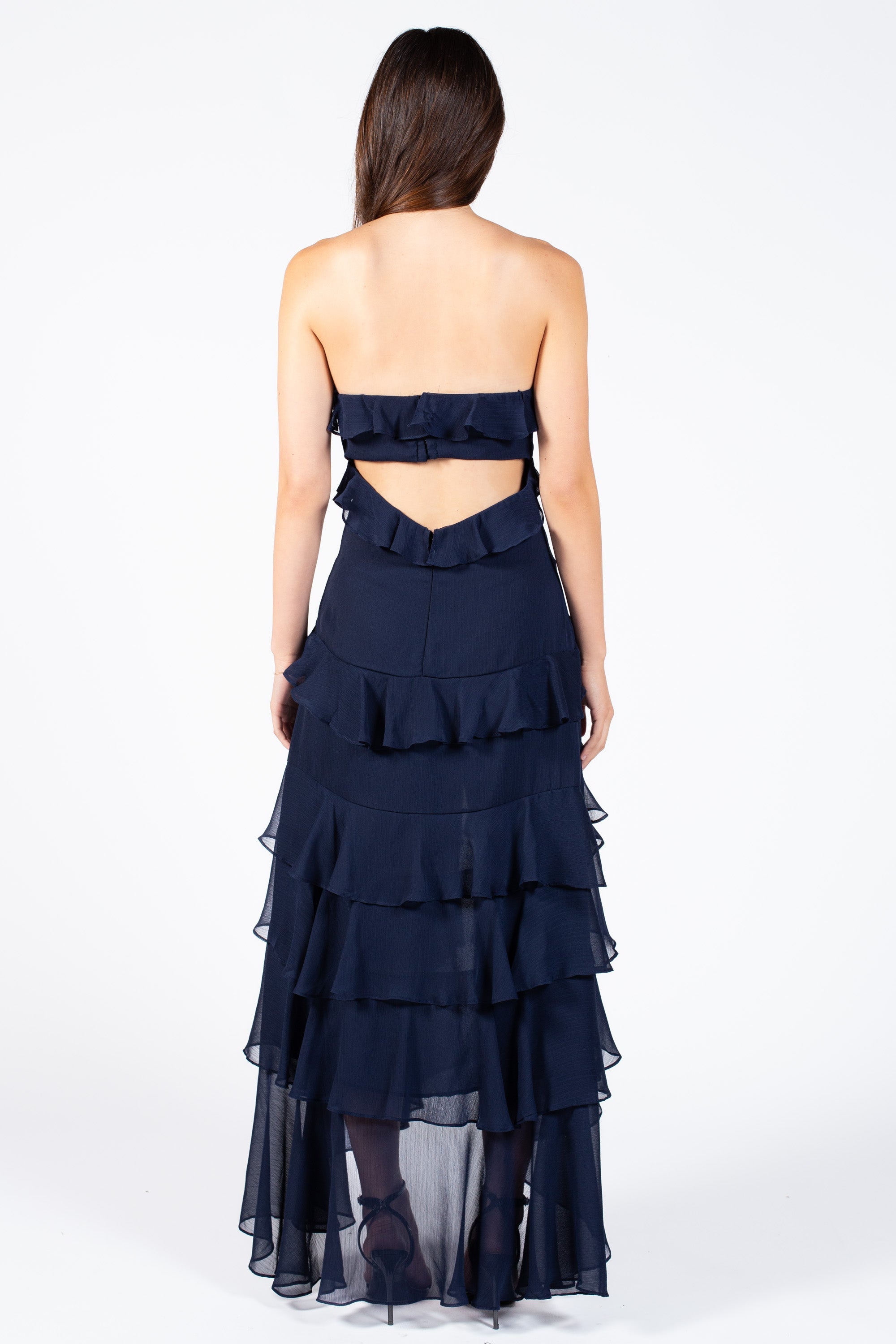 Solara Chiffon Ruffle Maxi Dress