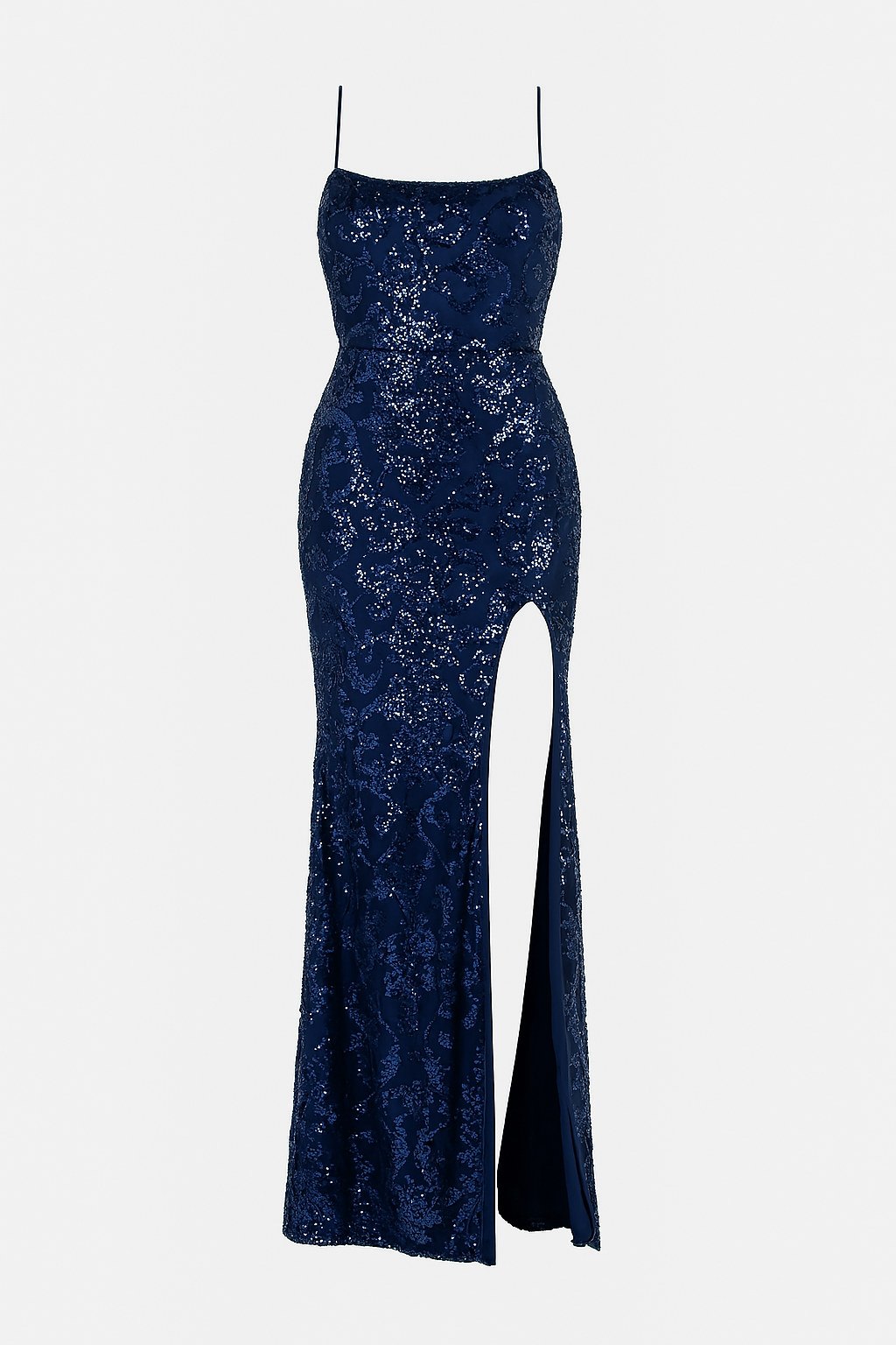 Ariel Strappy High Slit Sequin Gown