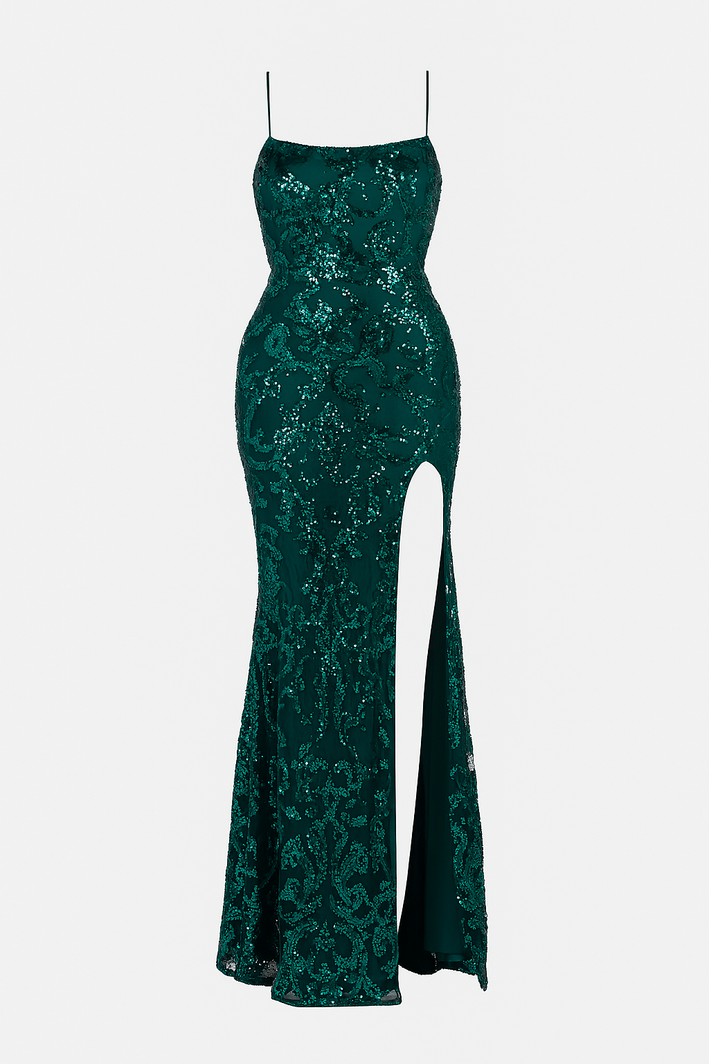 Ariel Strappy High Slit Sequin Gown