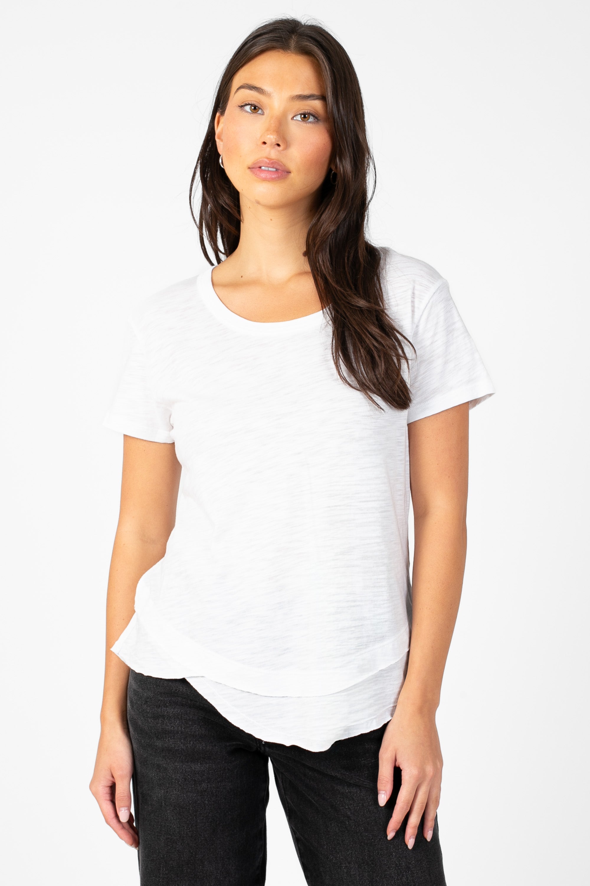 Ava Slub Jersey Mock Layer T-Shirt