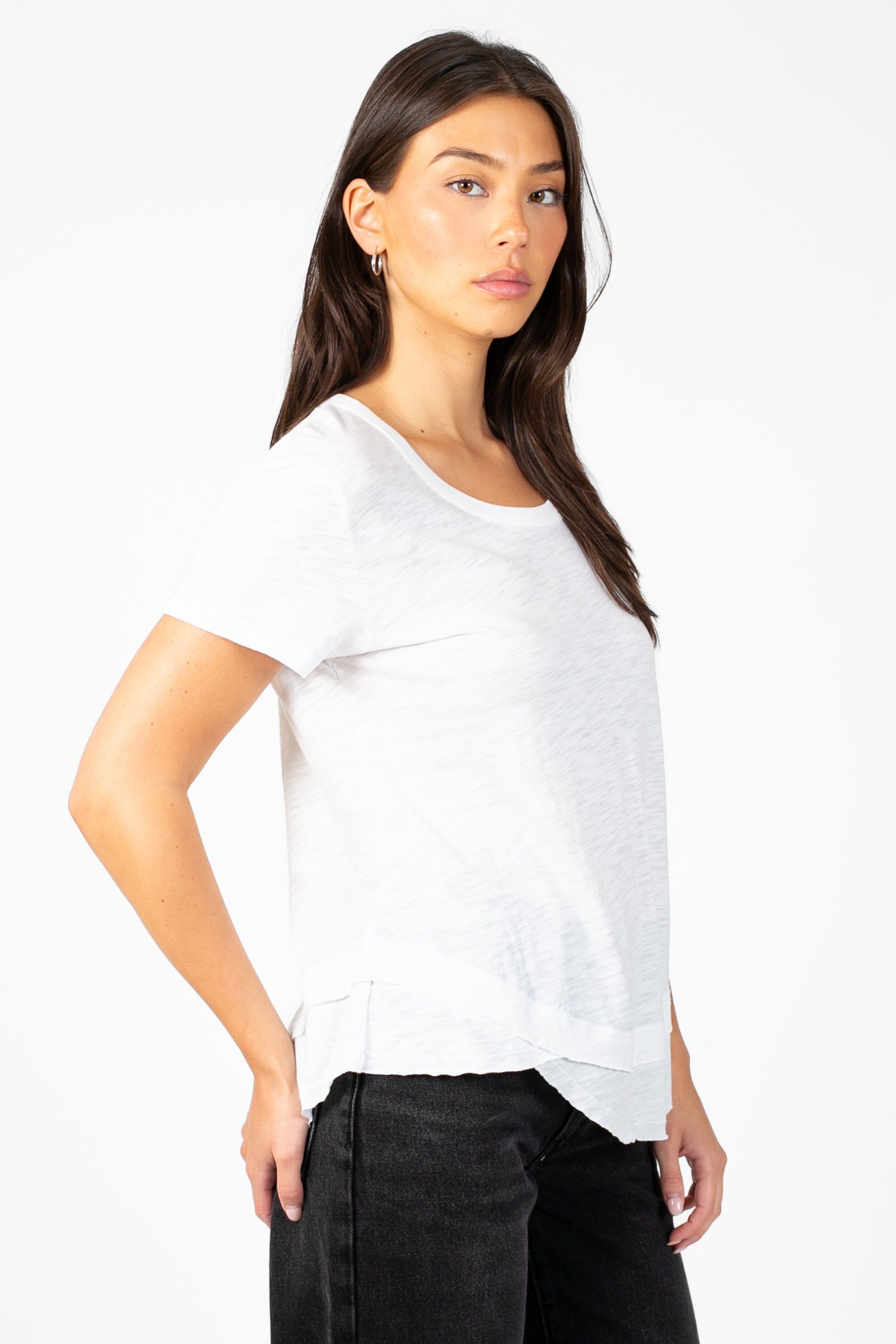 Ava Slub Jersey Mock Layer T-Shirt