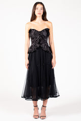 Isabeau Bow Pleated Mesh Maxi Skirt