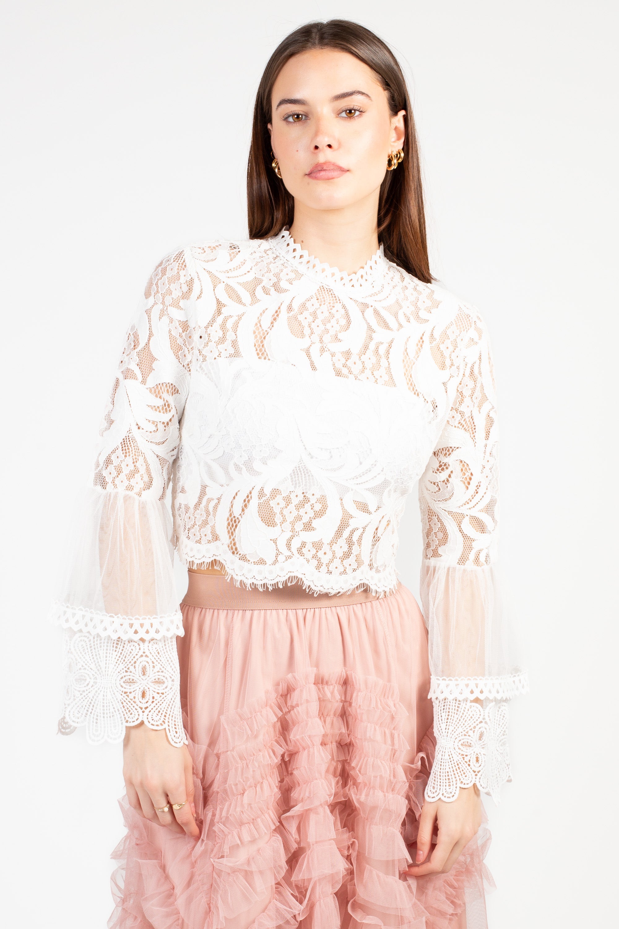 Addison Lace Bell Sleeve Blouse