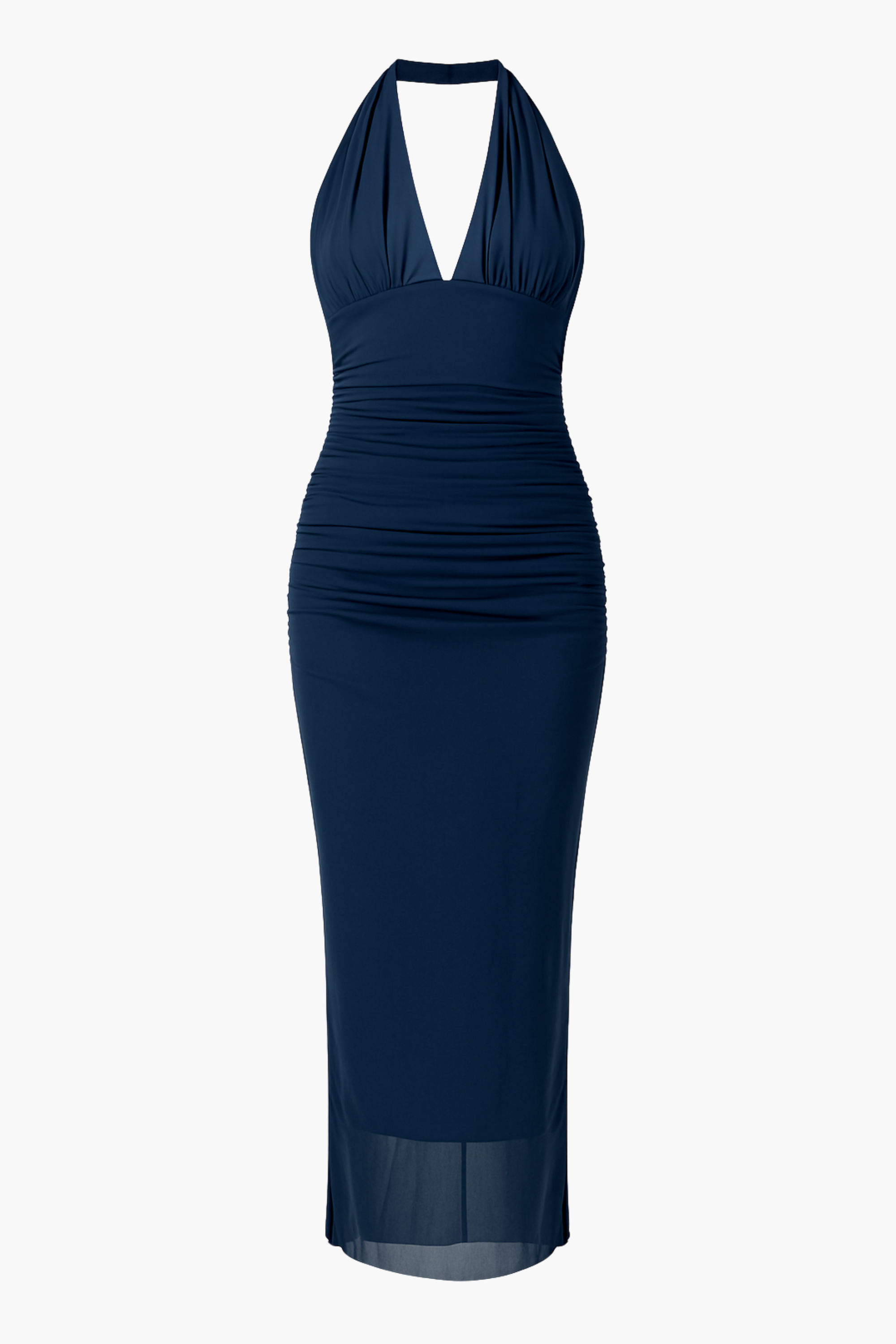 Claire Ruched Mesh Midi Dress