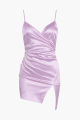 Rachelle Satin Ruched Mini Dress