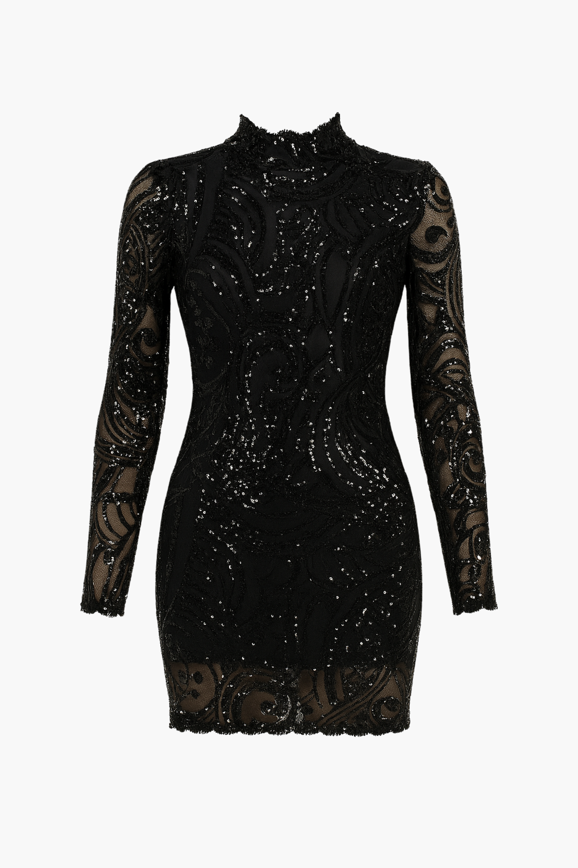 Valerie Mock Neck Sequin Mini Dress