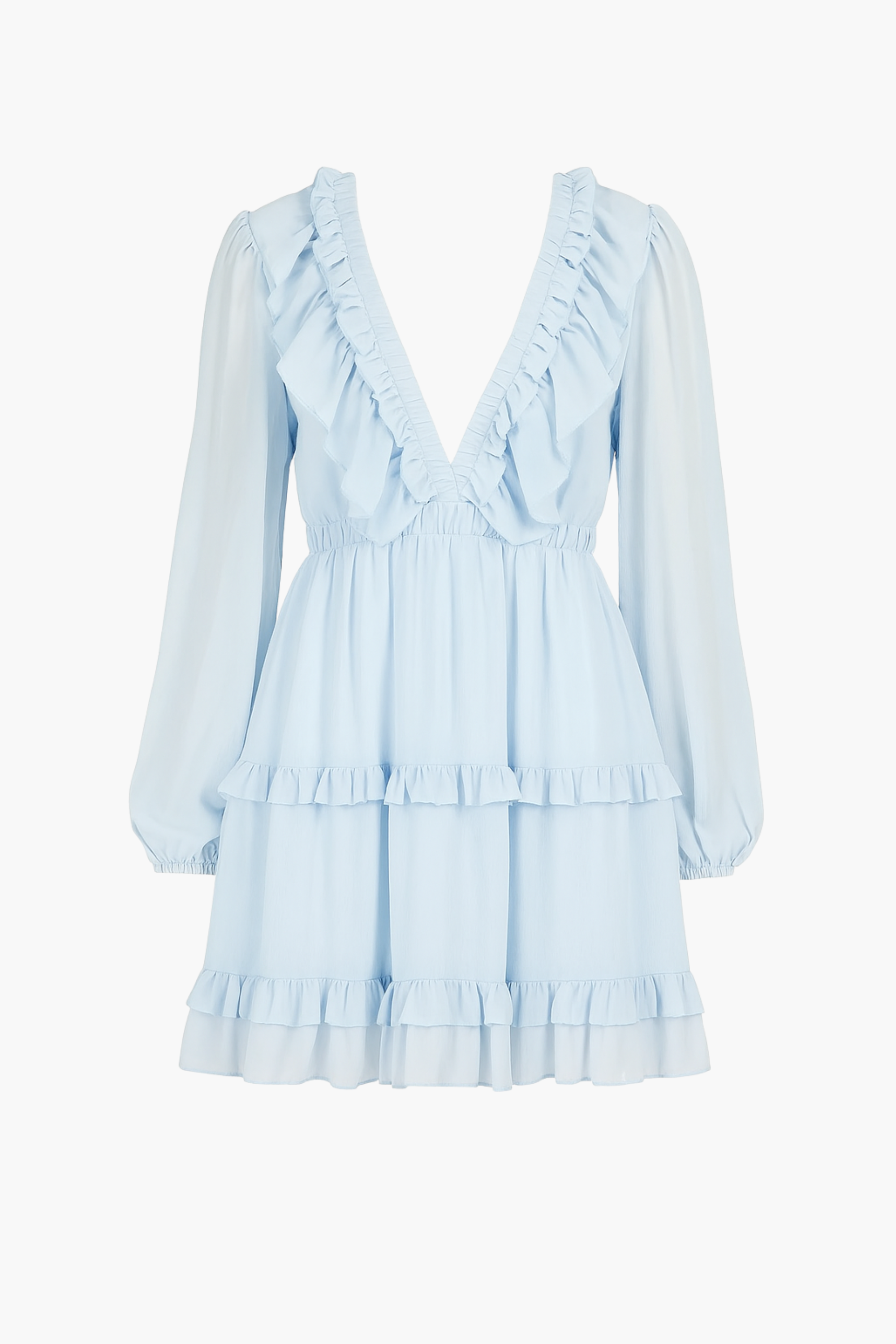 Flirty Ruffle Trim Open Back Mini Dress