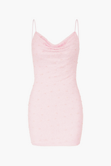 Poker Face Pearl Beaded Embellished Mini Dress
