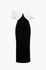 Vickie Contrast Bow Midi Dress