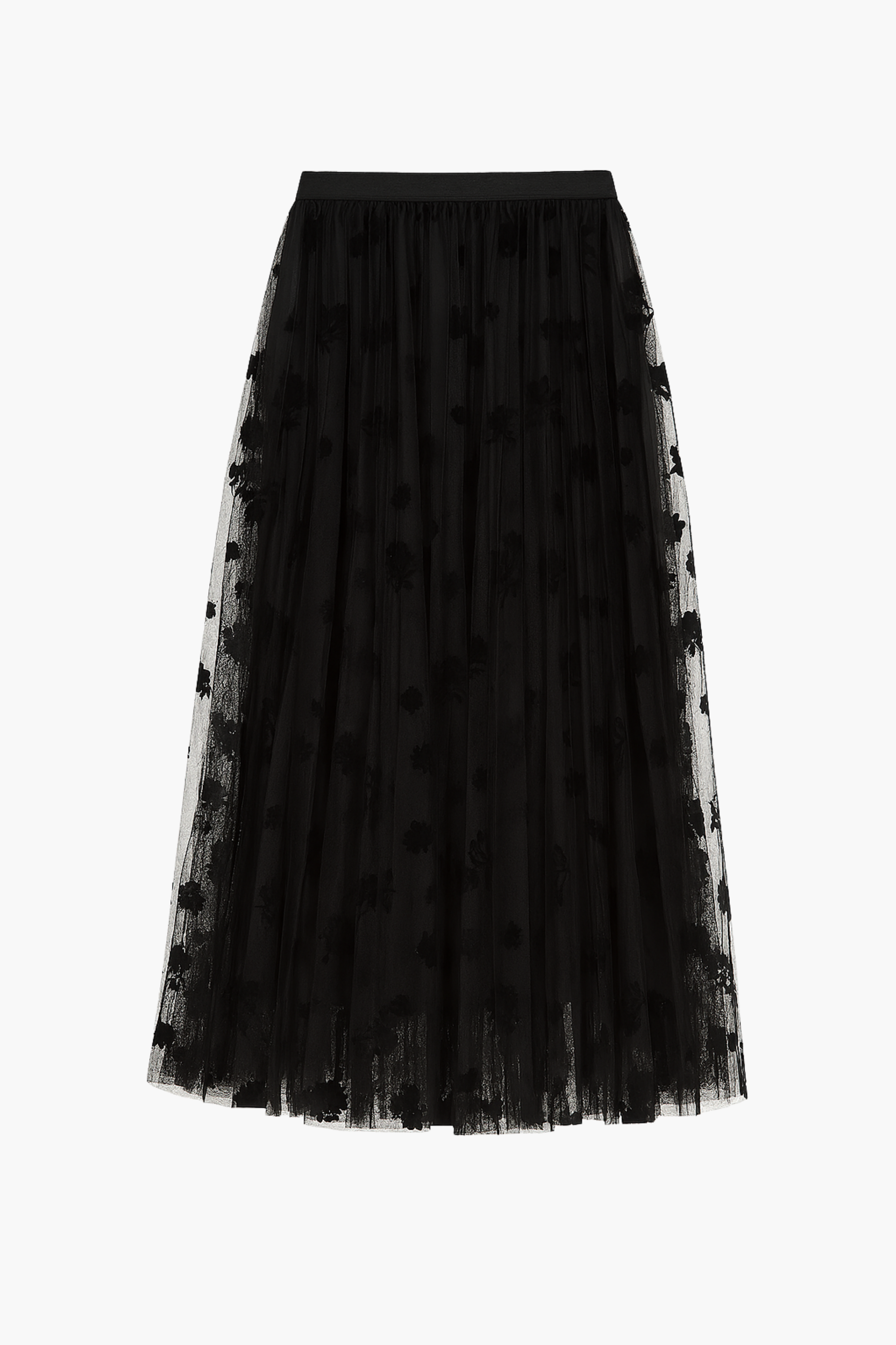 Hayden Floral Mesh Pleated Midi Skirt