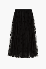 Hayden Floral Mesh Pleated Midi Skirt