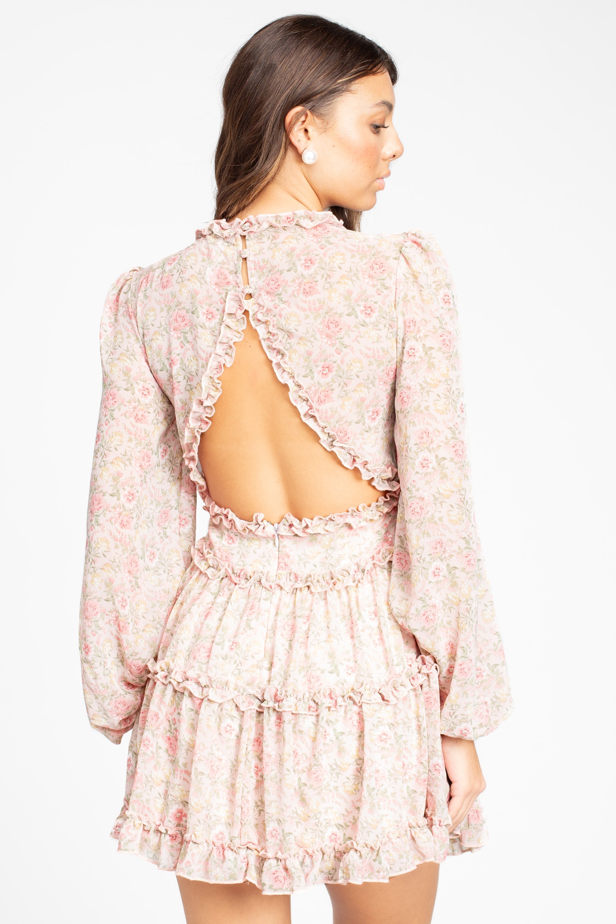Madison Floral Ruffle Trim Mini Dress