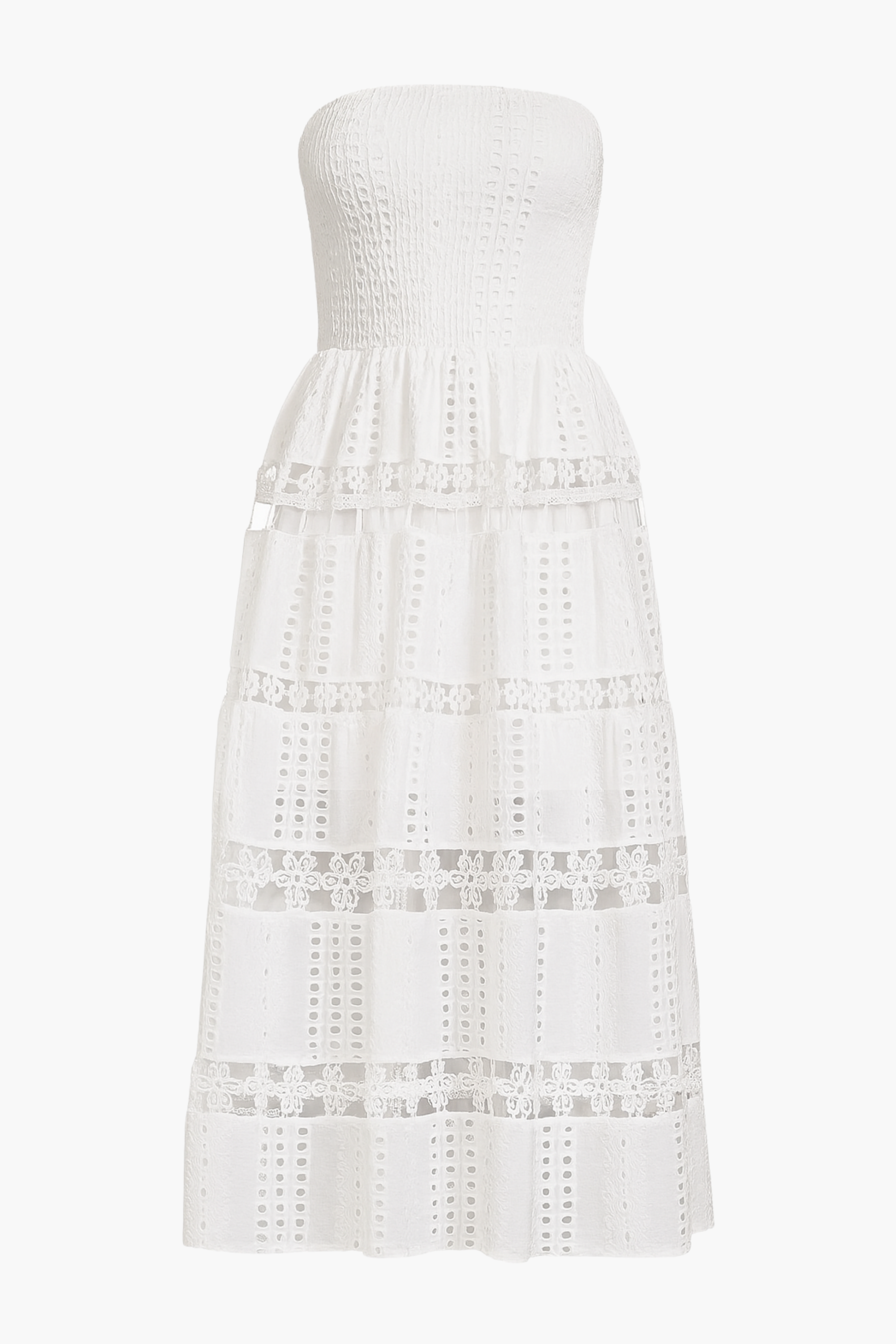 Mia Strapless Eyelet Midi Dress