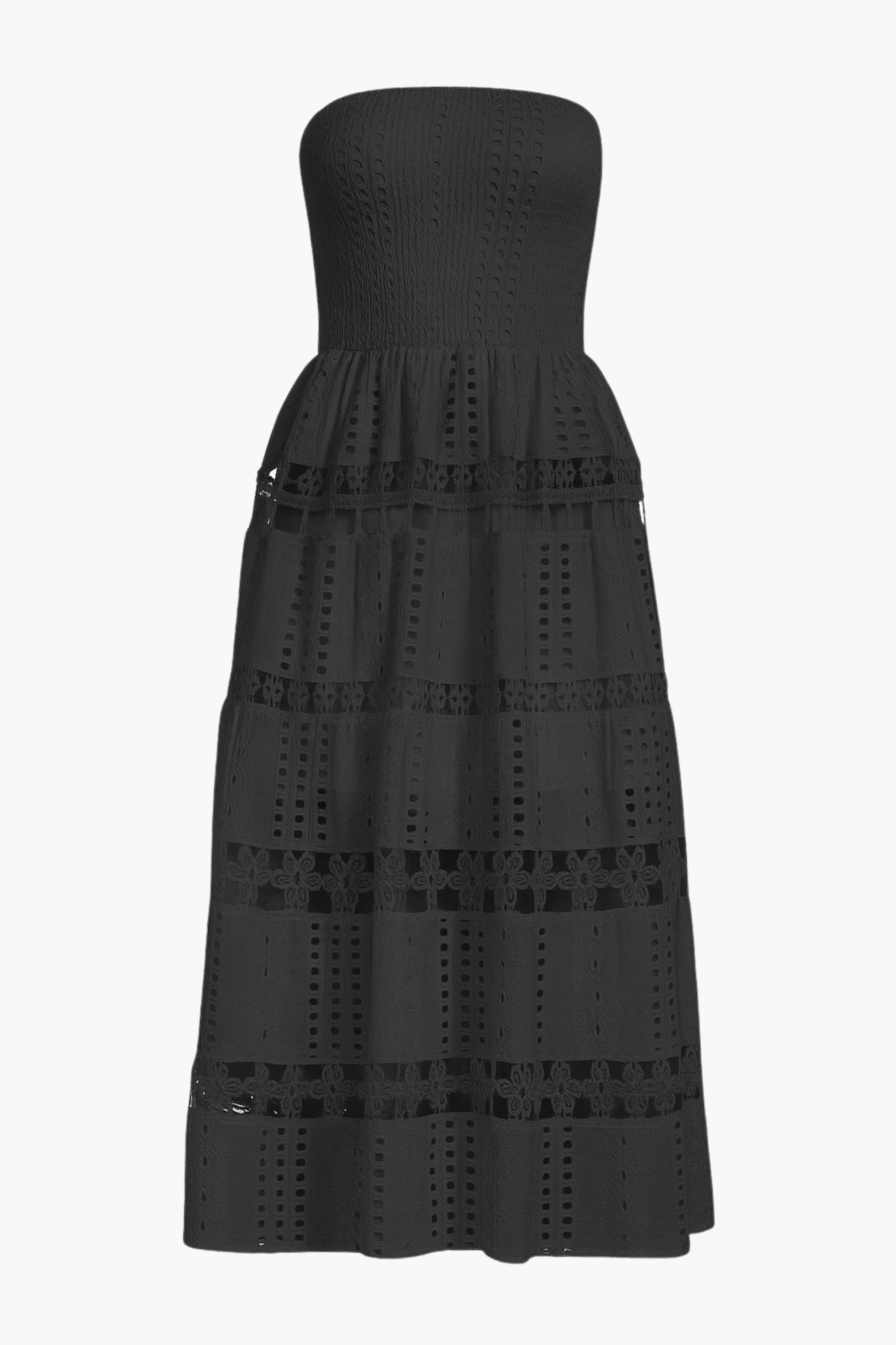 Mia Strapless Eyelet Midi Dress