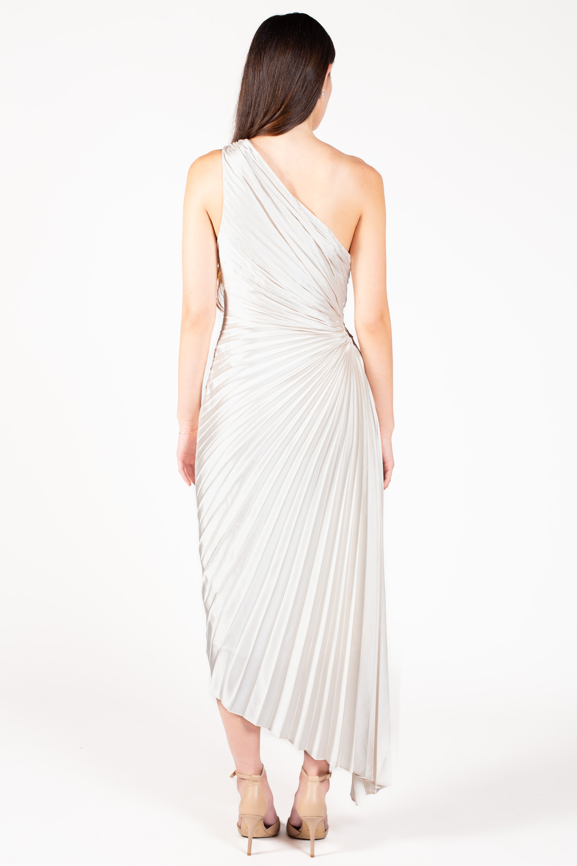 Reagan One Shoulder Pleated Hi Lo Maxi Dress