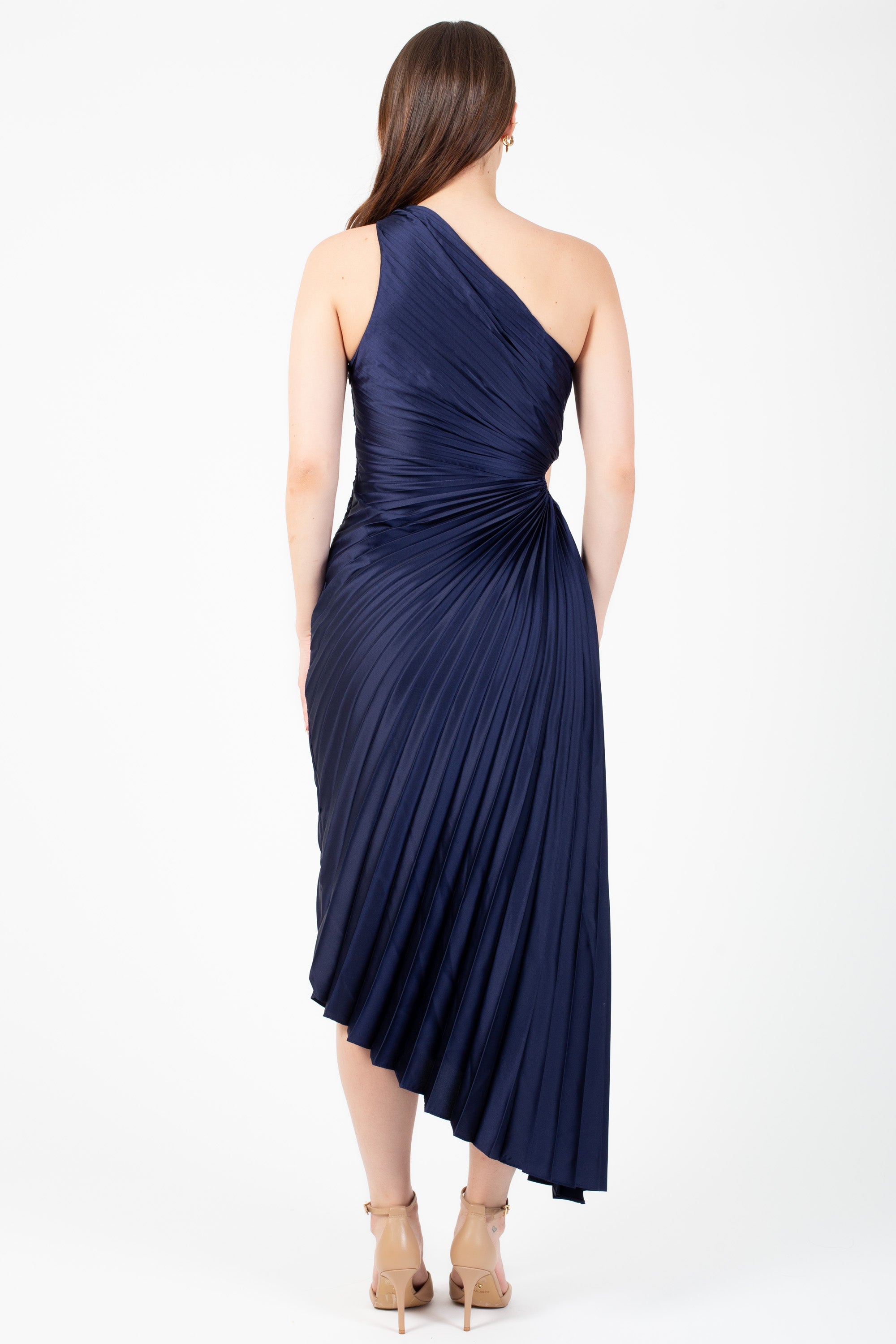 Reagan One Shoulder Pleated Hi Lo Maxi Dress
