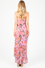 Rhea Strapless Floral Ruffle Maxi Dress