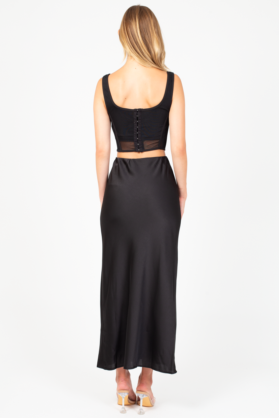 Zaria Satin Slip Midi Skirt