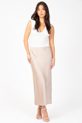 Zaria Satin Slip Midi Skirt