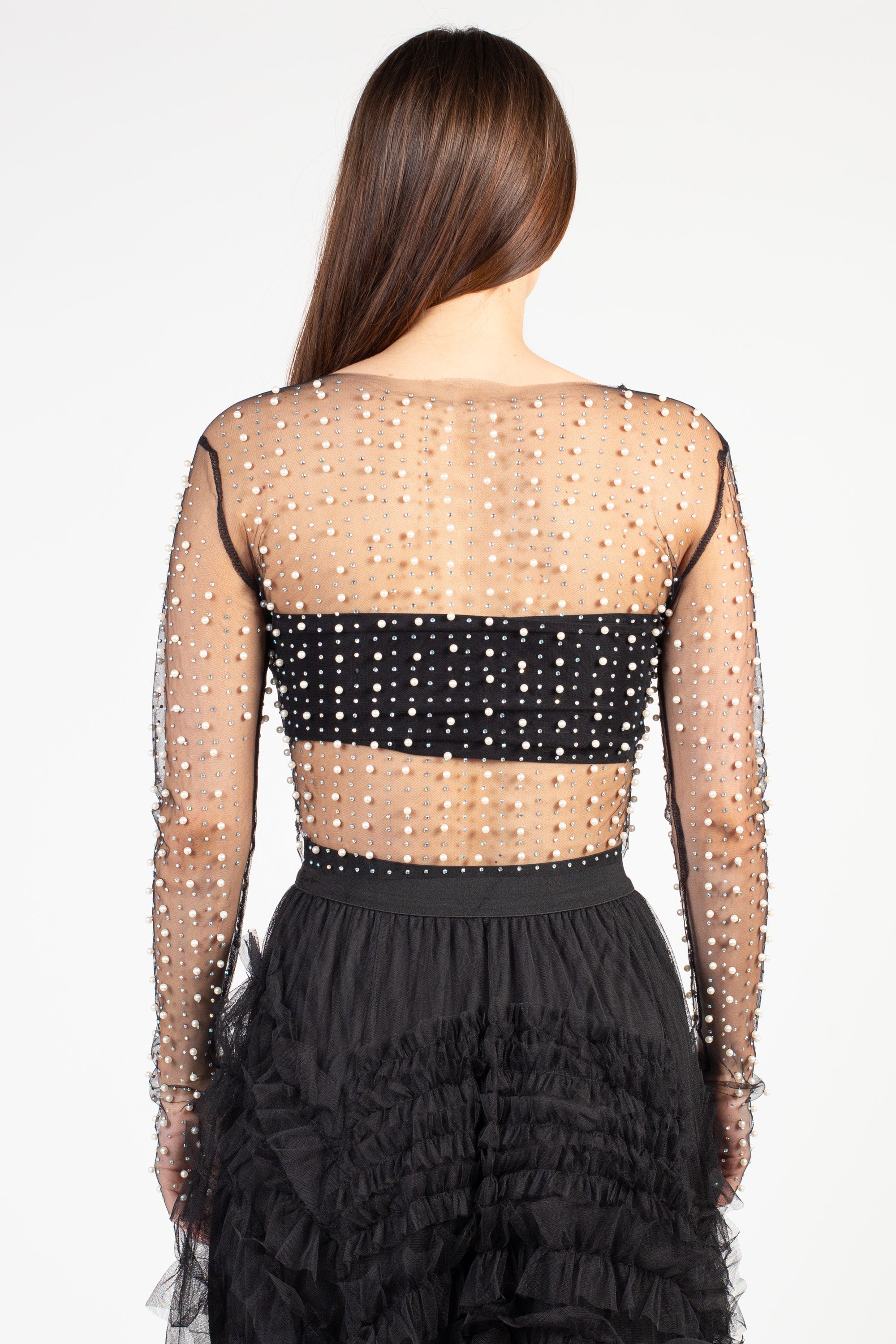 Vanity Pearl Embellished Crop Blouse