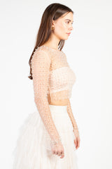 Vanity Pearl Embellished Crop Blouse