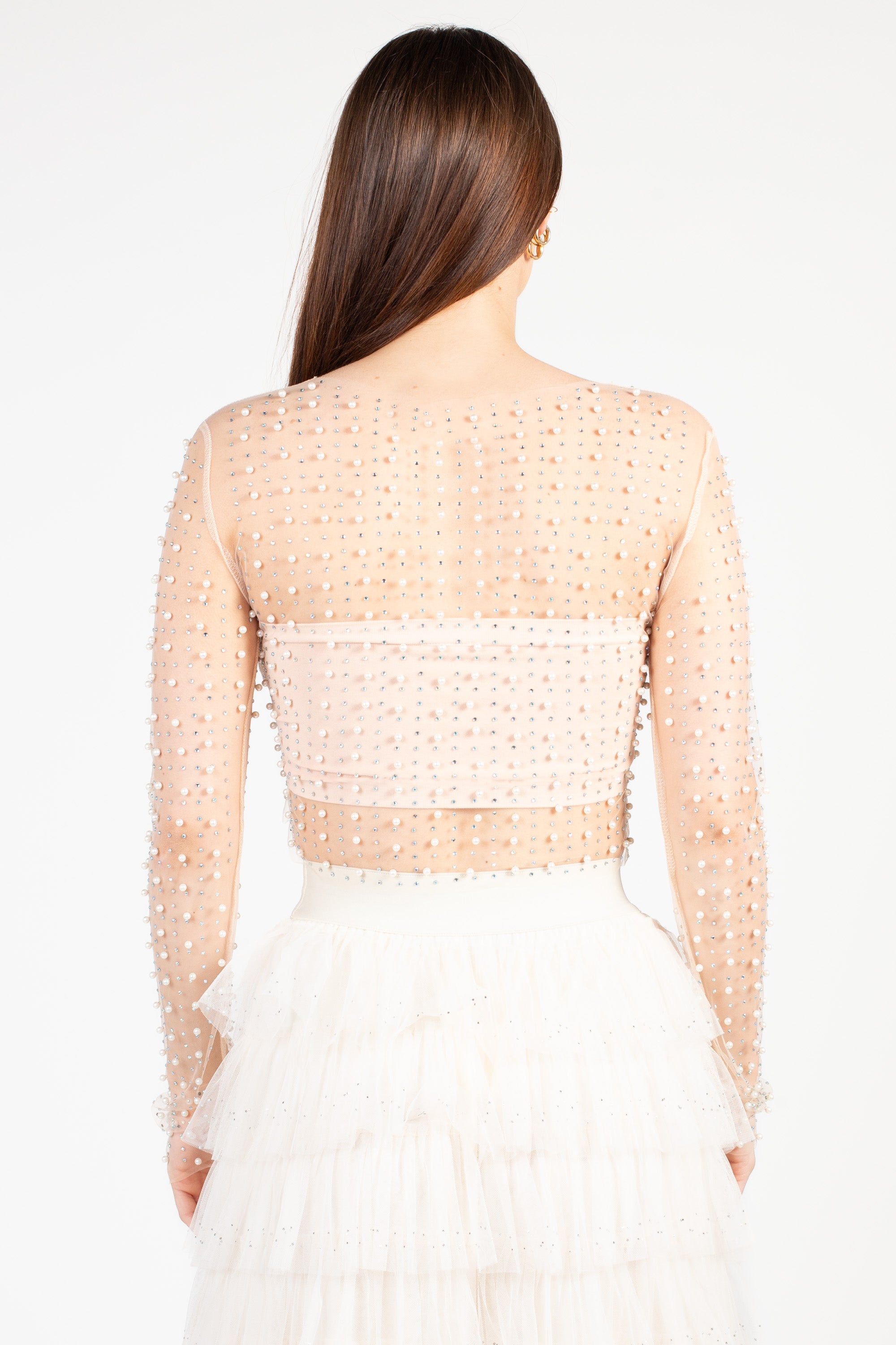 Vanity Pearl Embellished Crop Blouse