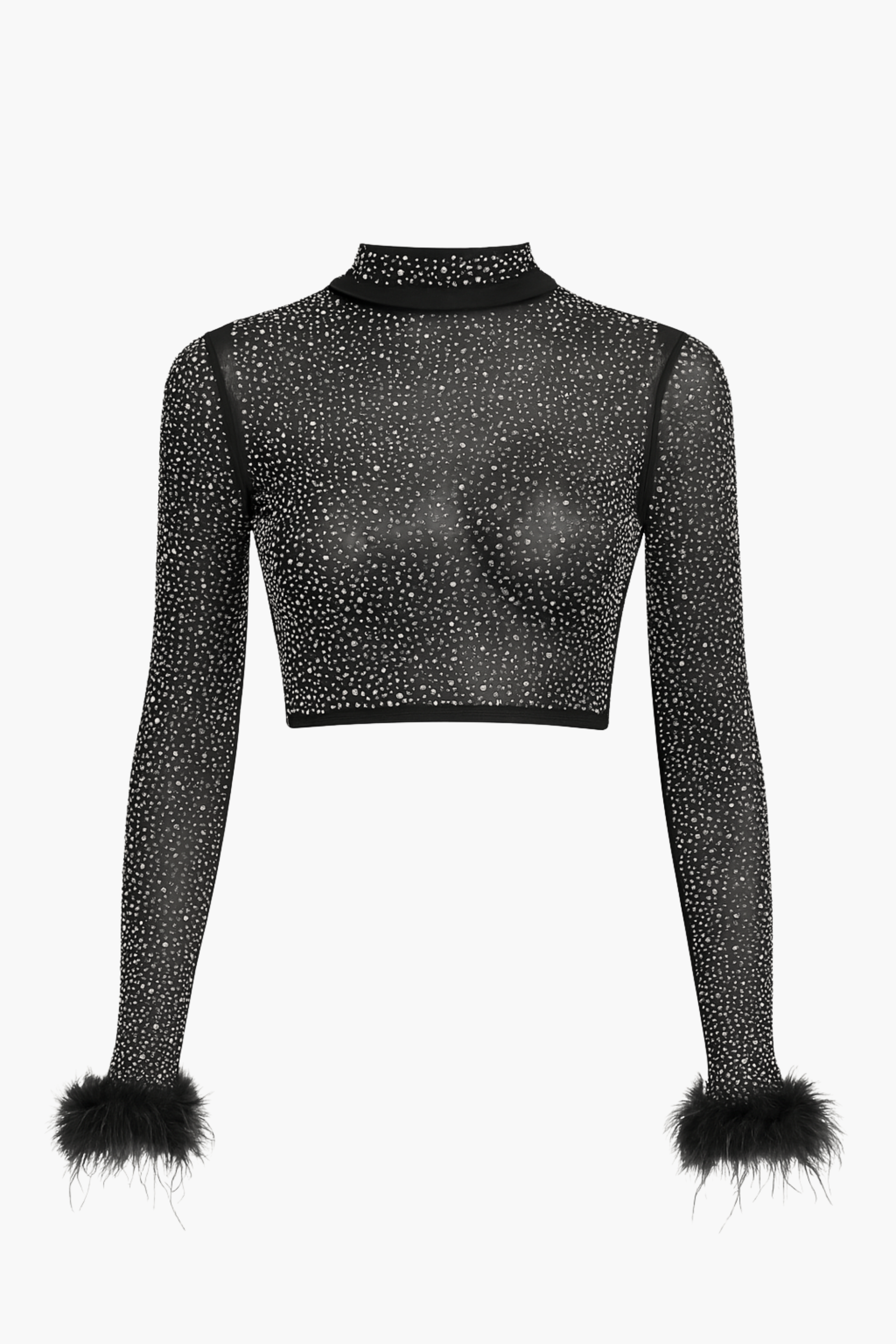 Disco Heaven Rhinestone Feather Cuff Top