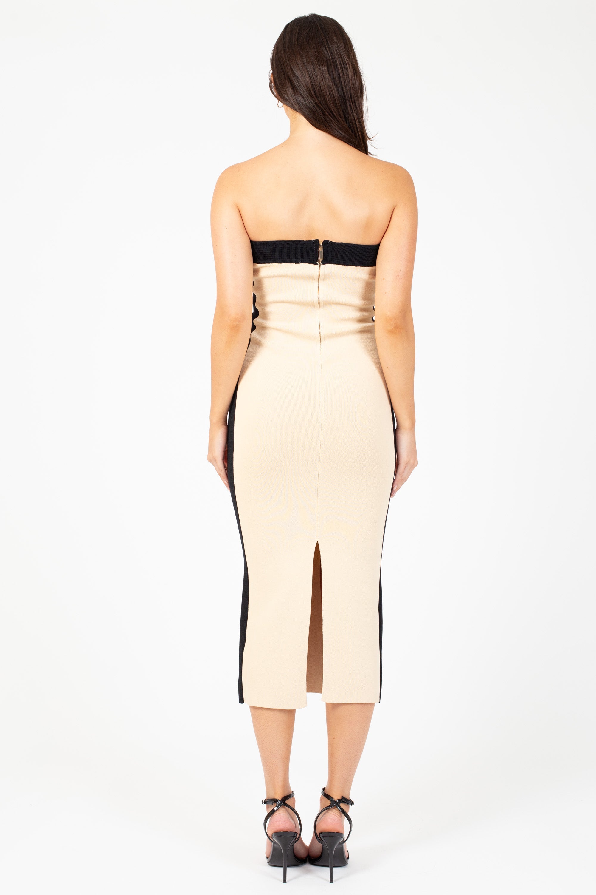 Isadora Strapless Knit Contrast Midi Dress