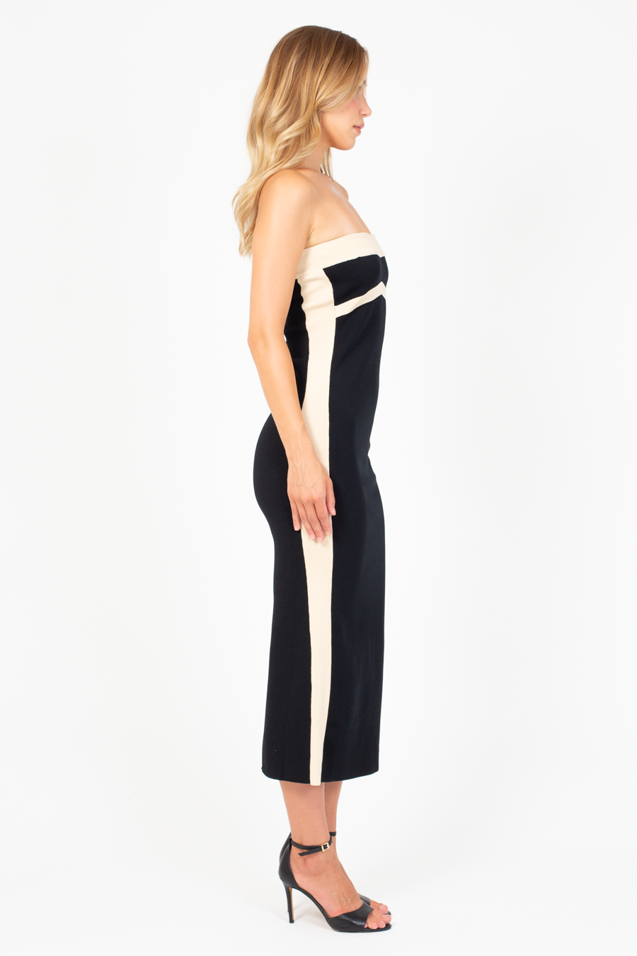 Isadora Strapless Knit Contrast Midi Dress