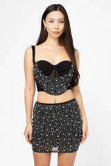 Star Pearl Rhinestone Mini Skirt