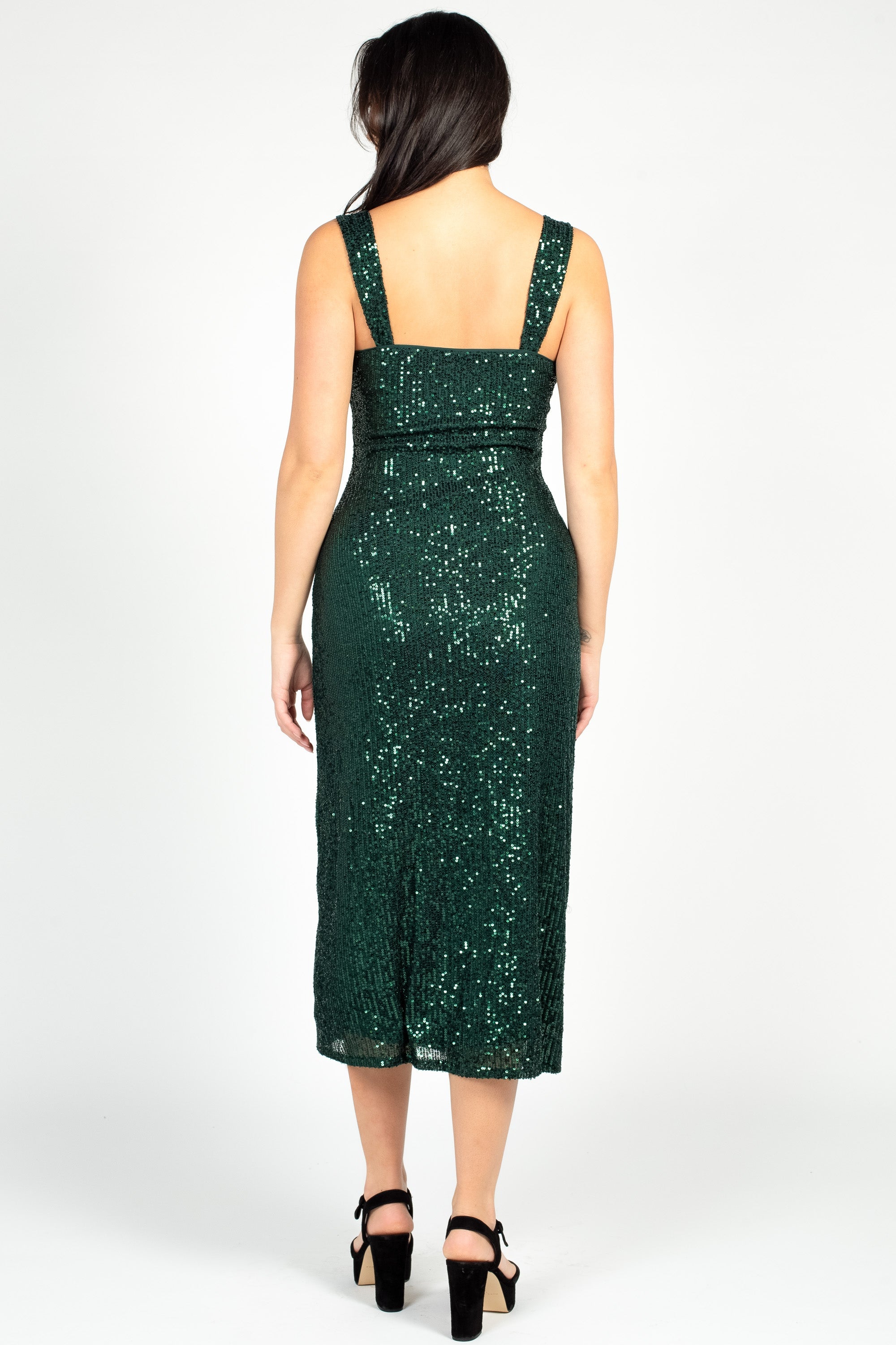 Evergreen Elegance Sequin Midi Dress