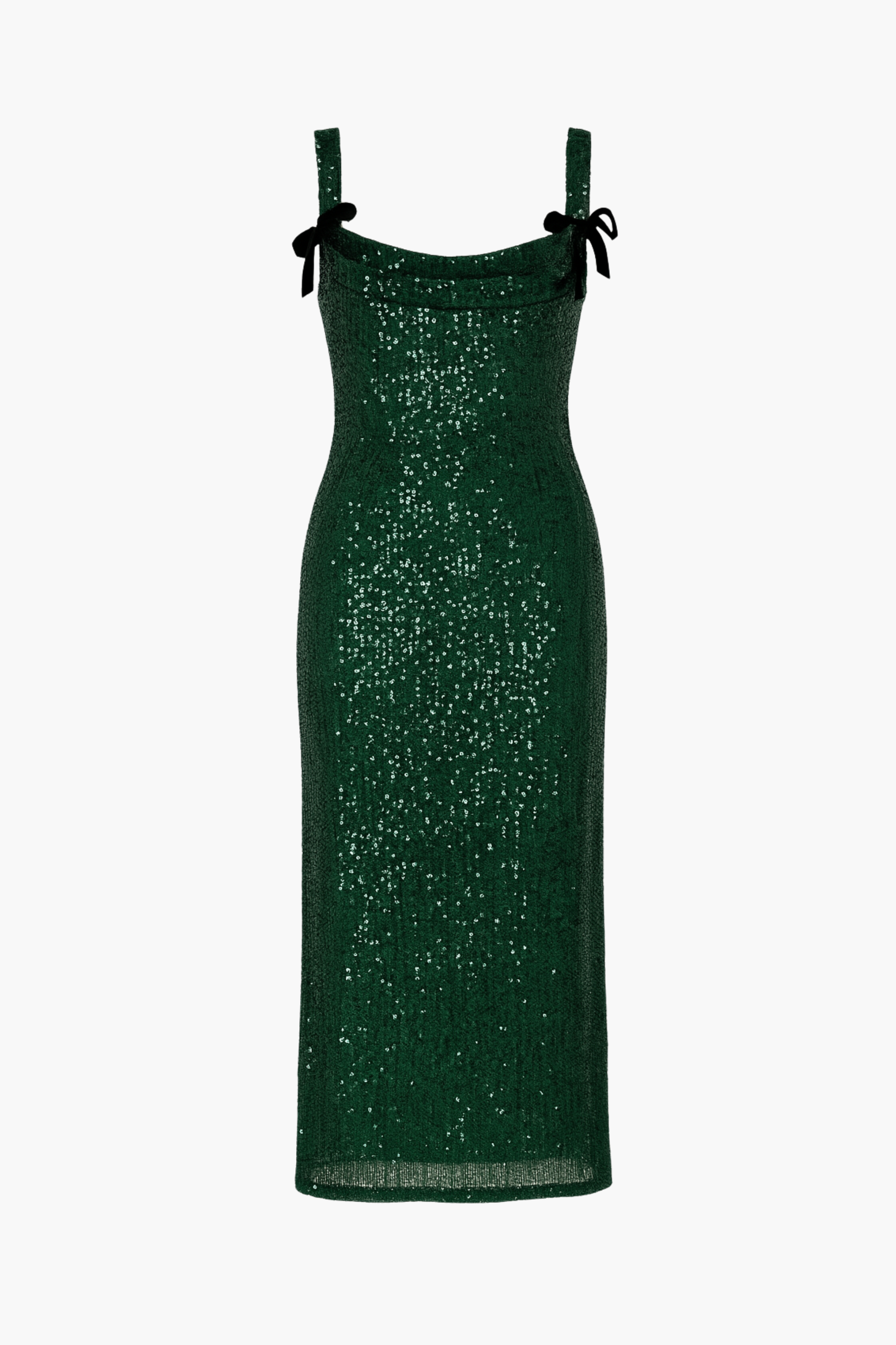 Evergreen Elegance Sequin Midi Dress