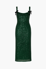 Evergreen Elegance Sequin Midi Dress