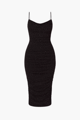 Whitney Rhinestone Ruched Mesh Midi Dress
