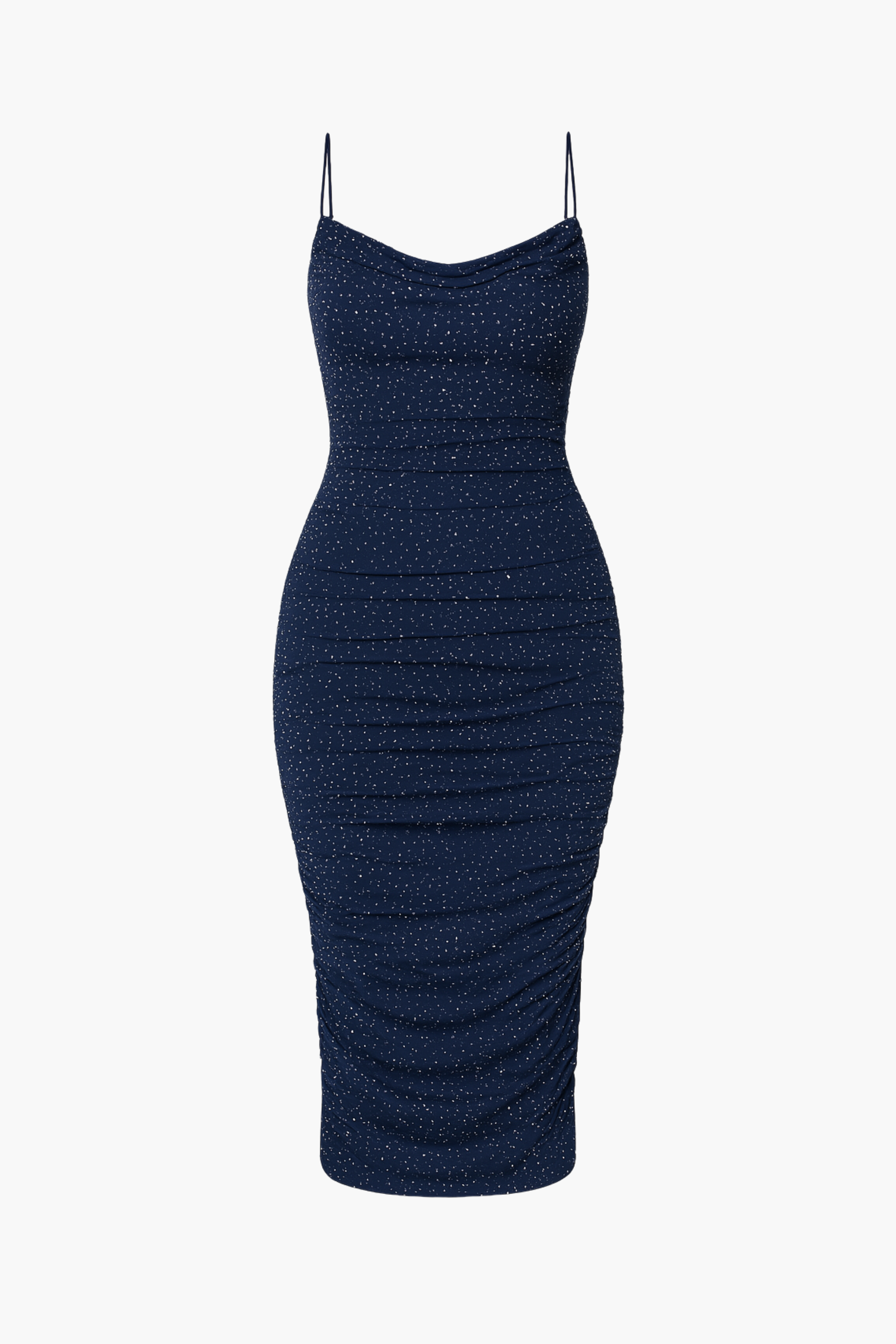 Whitney Rhinestone Ruched Mesh Midi Dress