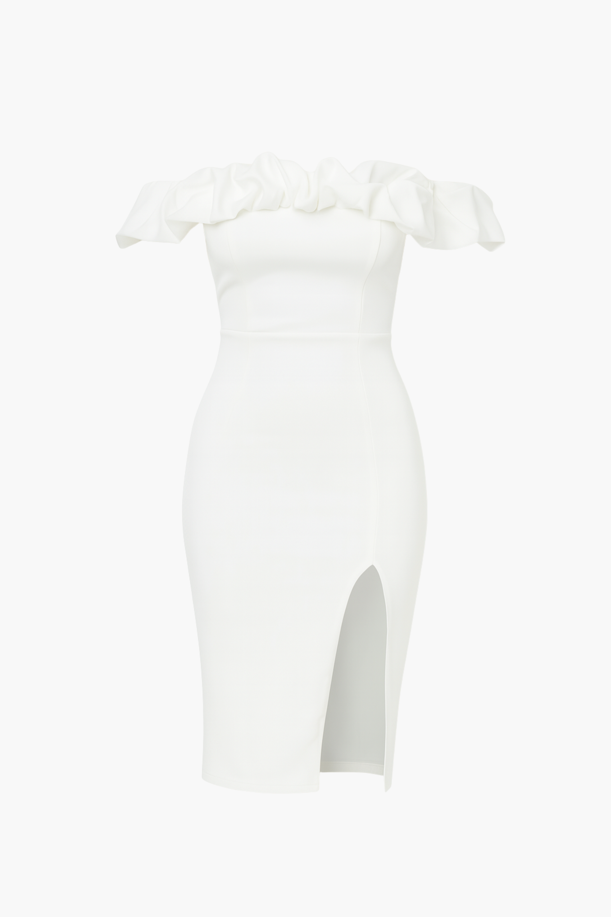 Coralie Off The Shoulder Ruffle Trim Midi Dress