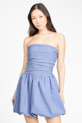 Clarissa Gingham Bubble Hem Mini Dress