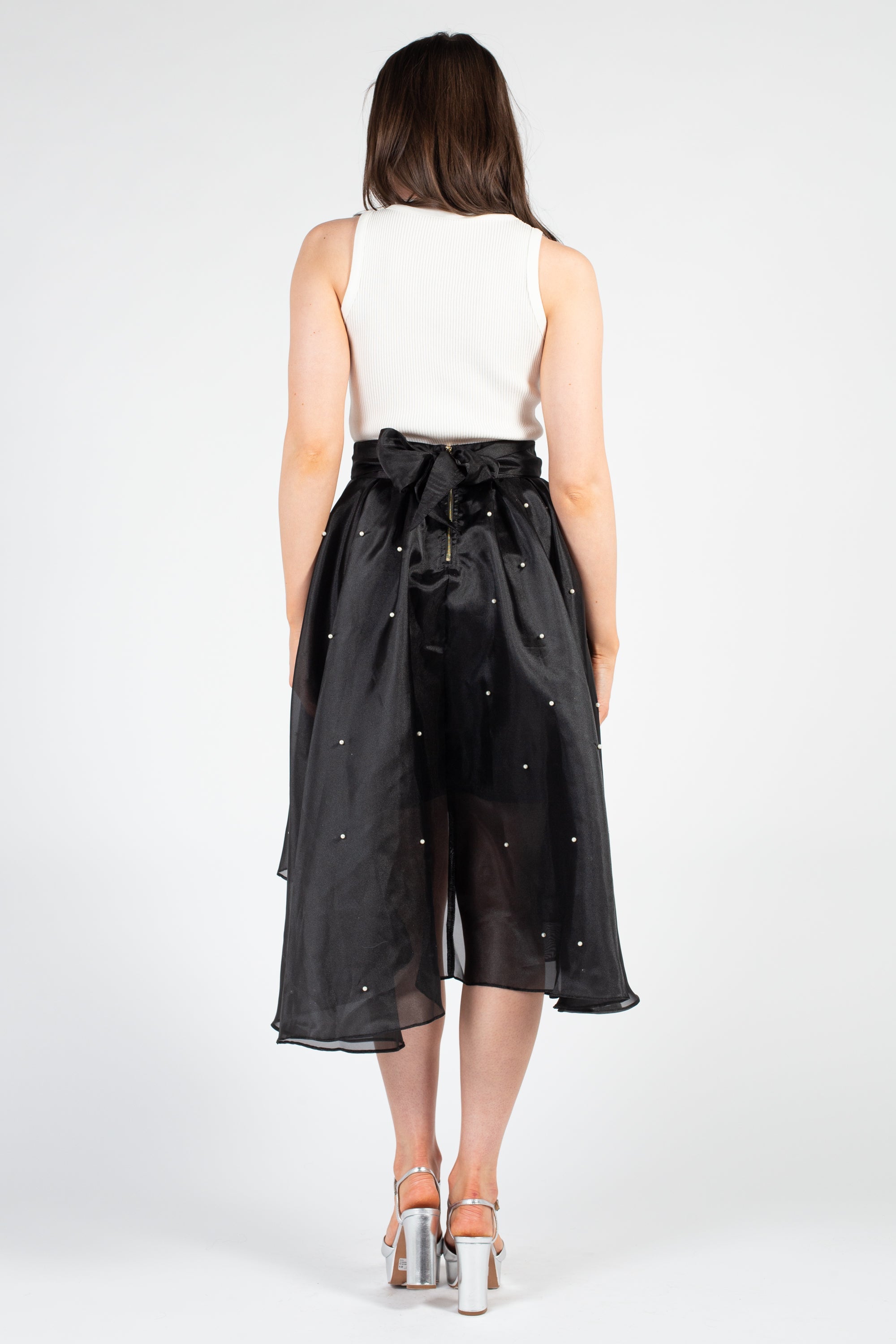 Darcy Pearl Embellished Organza Midi Skirt