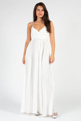 Zephrya Tie Back Satin Pleated Gown